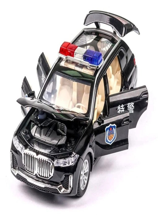 SELLMONK 1:32 BMW Police Metal Toy Car with Openable 6 Doors Light Music Boys Gifts Toys for Kids Above 2 Years Multicolour Pack of 1 (34 - Image 1